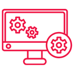 computer screen with gear